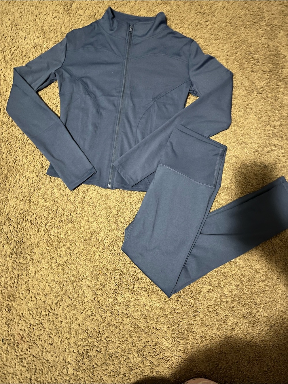 Women’s Slate Blue Zip-Front Active Jacket & Leggings Set
